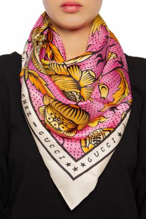 Silk floral motif scarf, zdjęcie 2 Silk floral motif scarf od Gucci